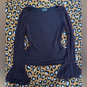 Vintage Black Cherry Sparkle Top with Bell Sleeves